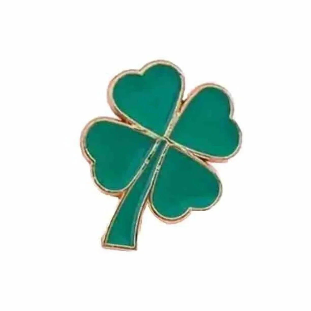 Shamrock Green Enamel and Gold Tone Pin